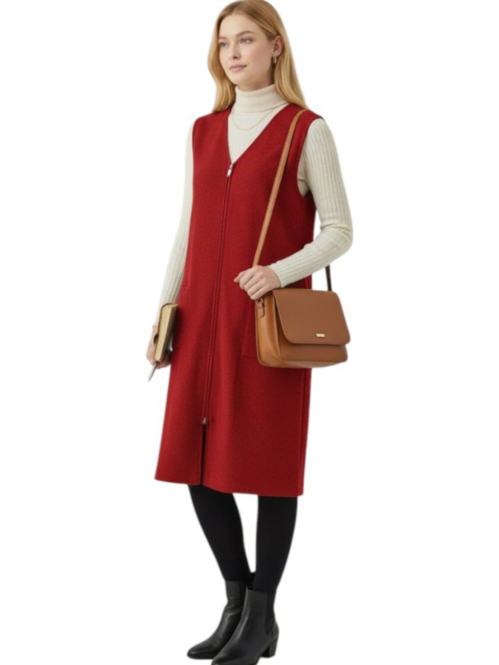 Vintage Talbots Wool Shift Dress Womens Size 12 Red Zipper Pockets Lined Modest